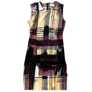 Calvin Klein Sheath Dress Womens Watercolor Geometric Career Professional Office